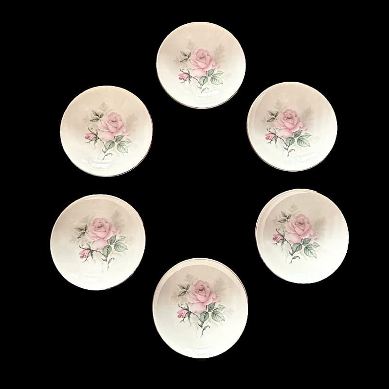 MB07 Σετ 6 τμχ. πιατάκια γλυκού pink roses