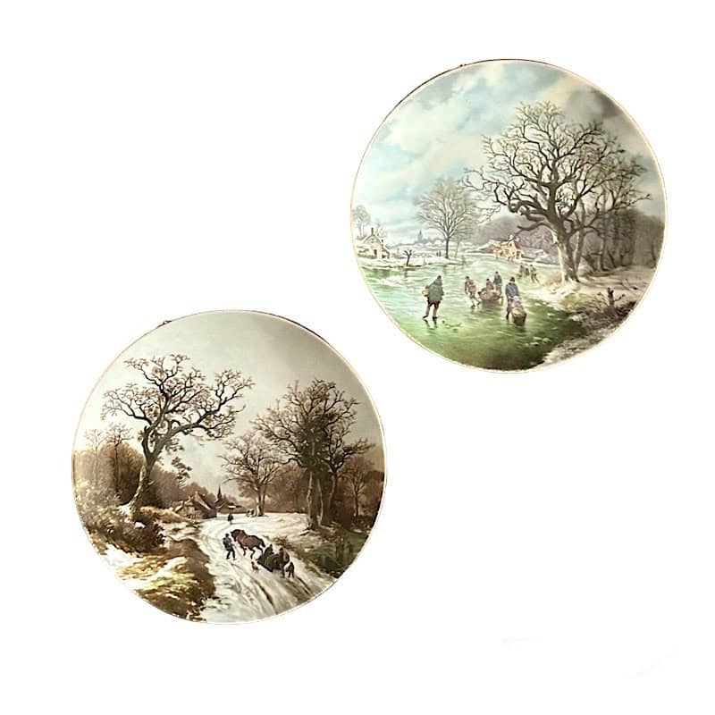 SM168 Σετ 2τμχ. πιάτα τοίχου 19εκ. winter landscape