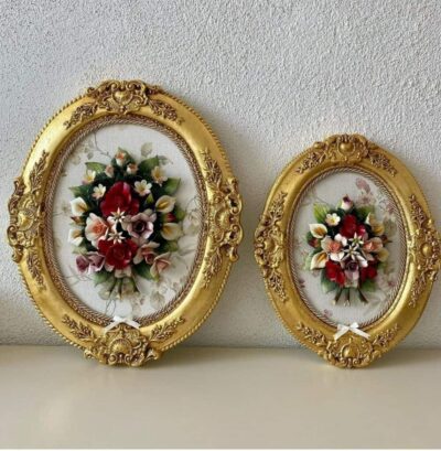 Σετ 2τμχ. Οβάλ κάδρα πορσελάνης capodimonte